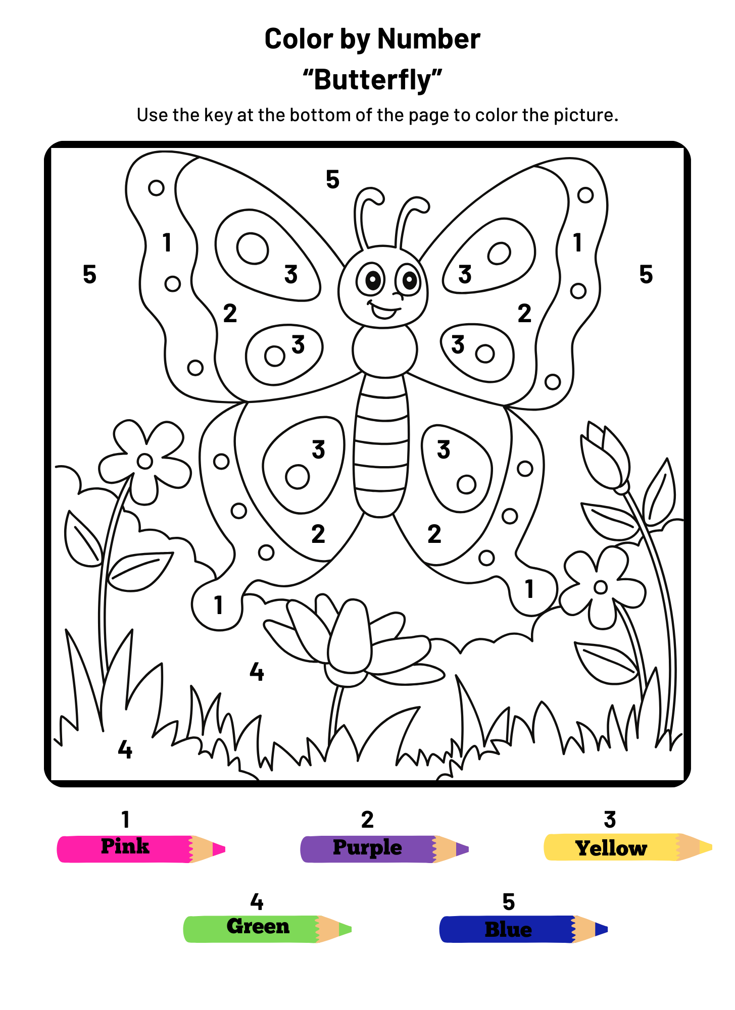 Color By the Number "Butterfly"