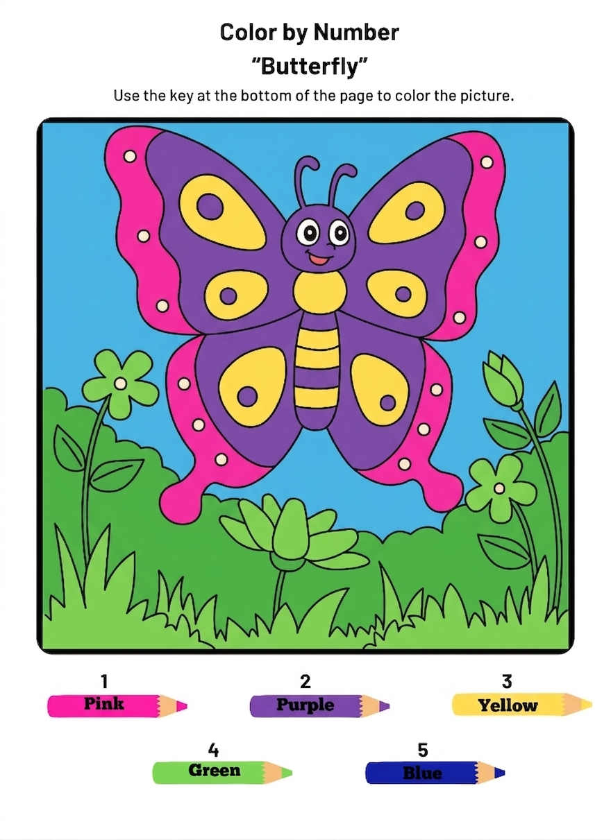 Color By the Number "Butterfly"